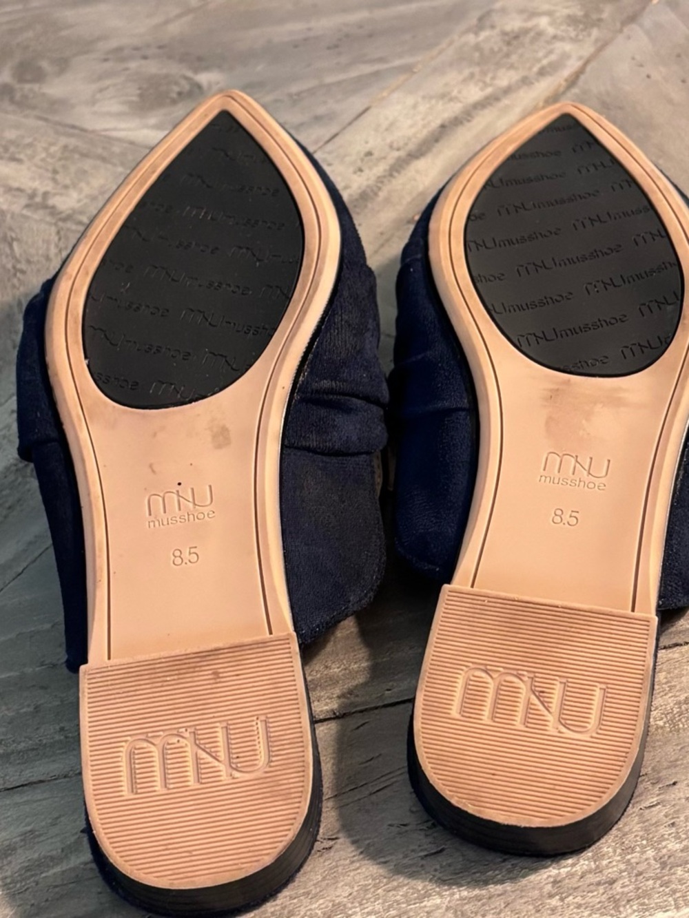 Navy Pointed Toe Knot Slip-On Mules - Picture 3 of 4